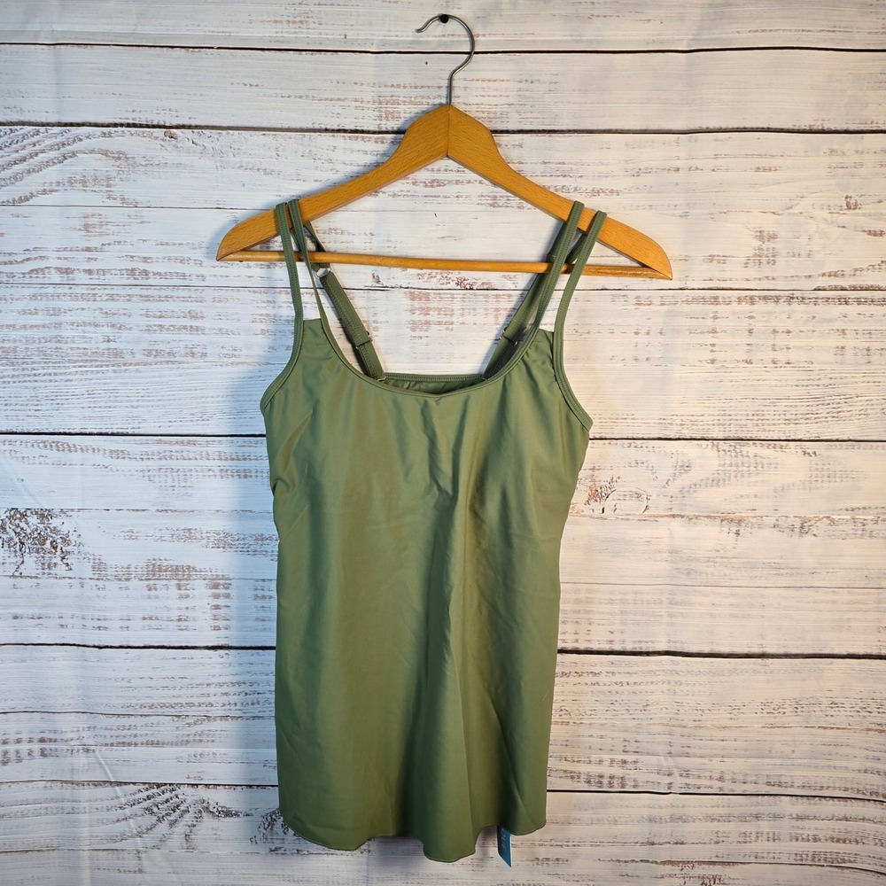 YONIQUE Sage Green Swim Tank Top NWT Size XS Adjustable Strap Bikini Top